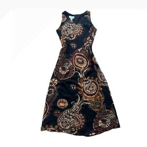 Vintage Silk Boho paisley tribal western‎ floral midi dress midi/maxi 4P